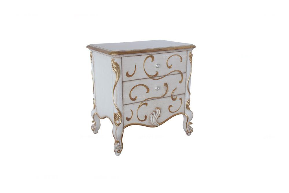 高端時尚法式實(shí)木雕花床頭柜