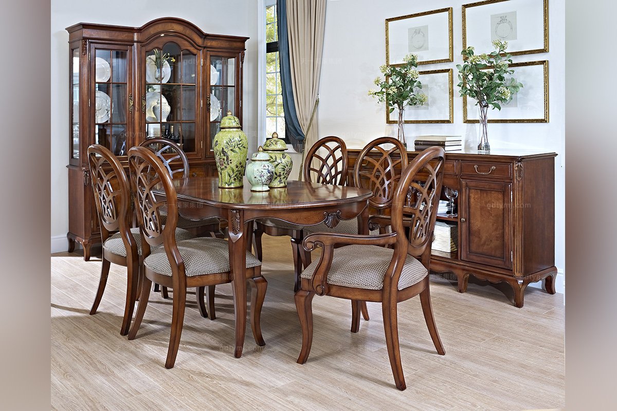 高端品牌美式實木長餐桌