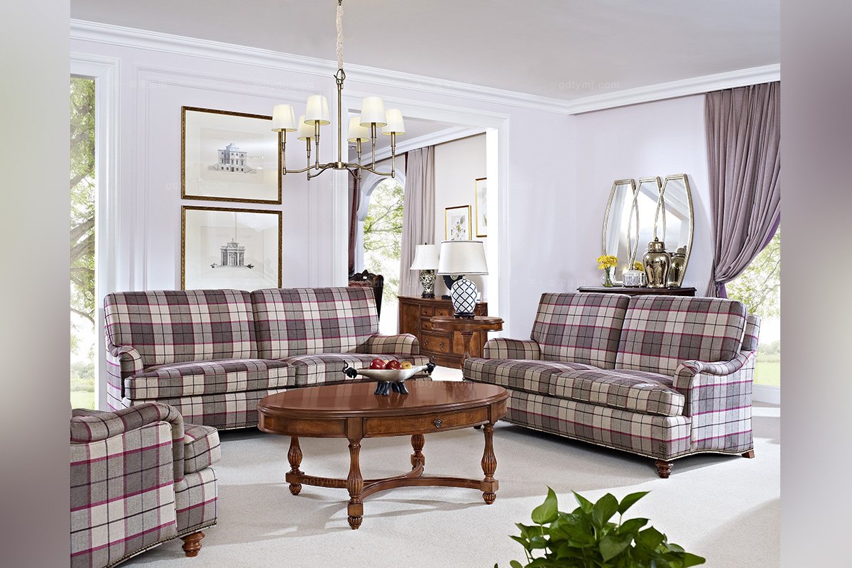 高端品牌美式布藝單位沙發