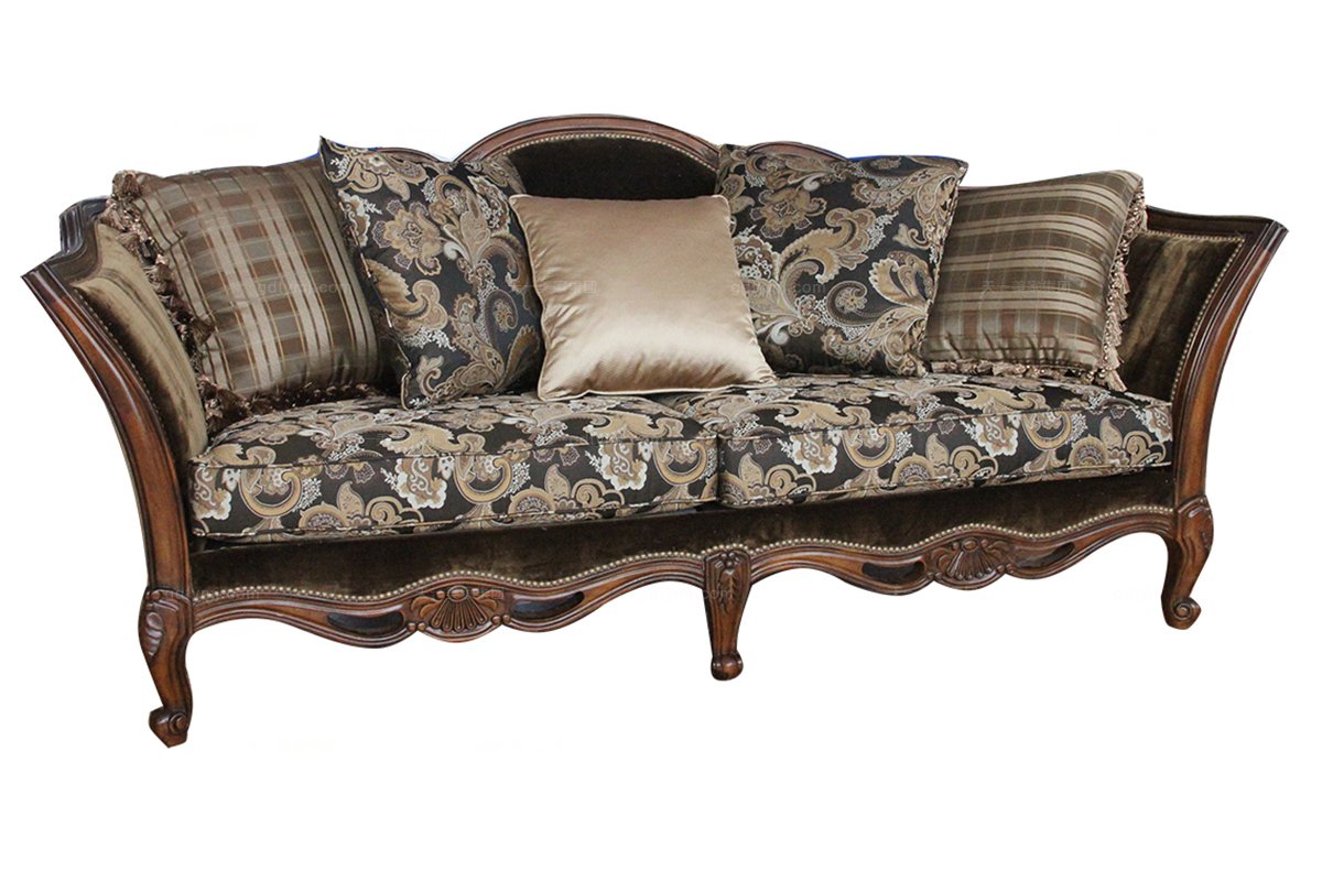 高端品牌美式布藝三位沙發 