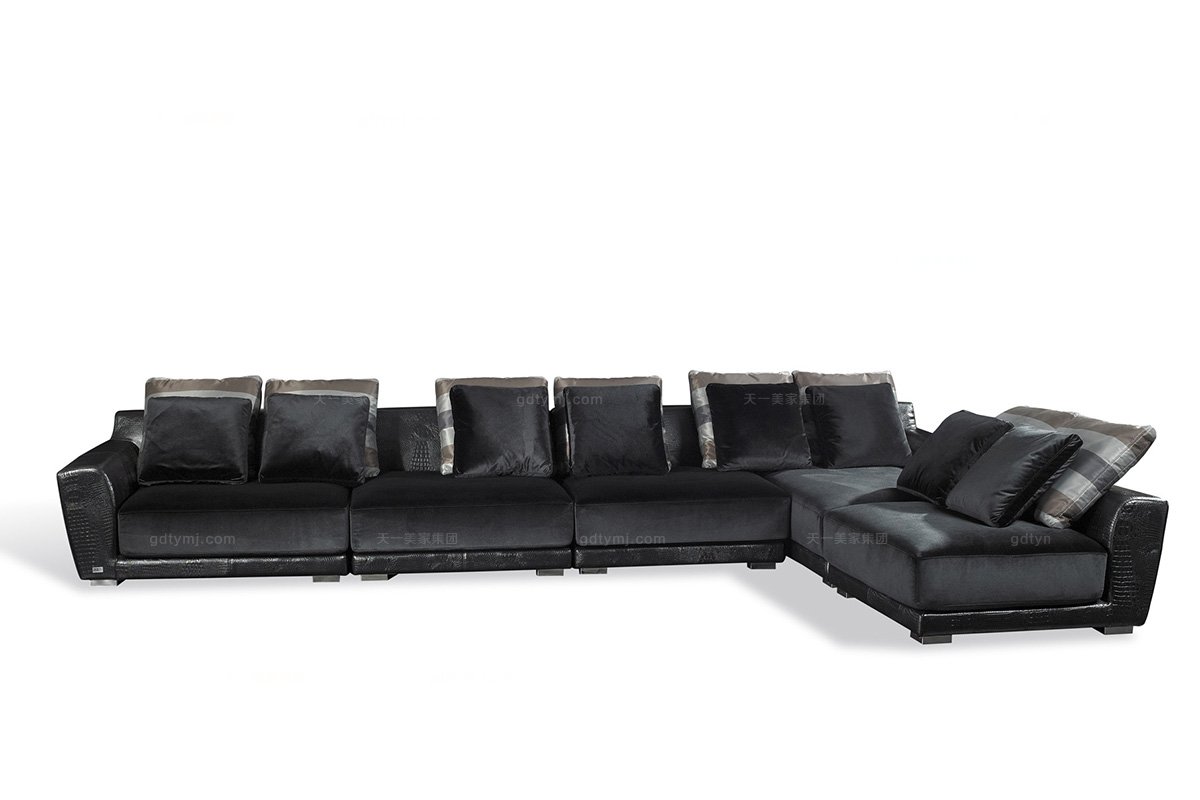 高端時尚后現代皮布結合沙發