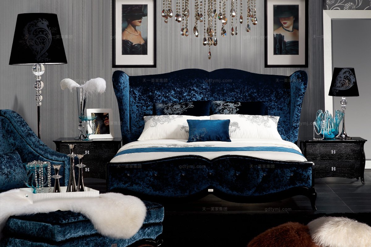 高端品牌后現代雙人床  