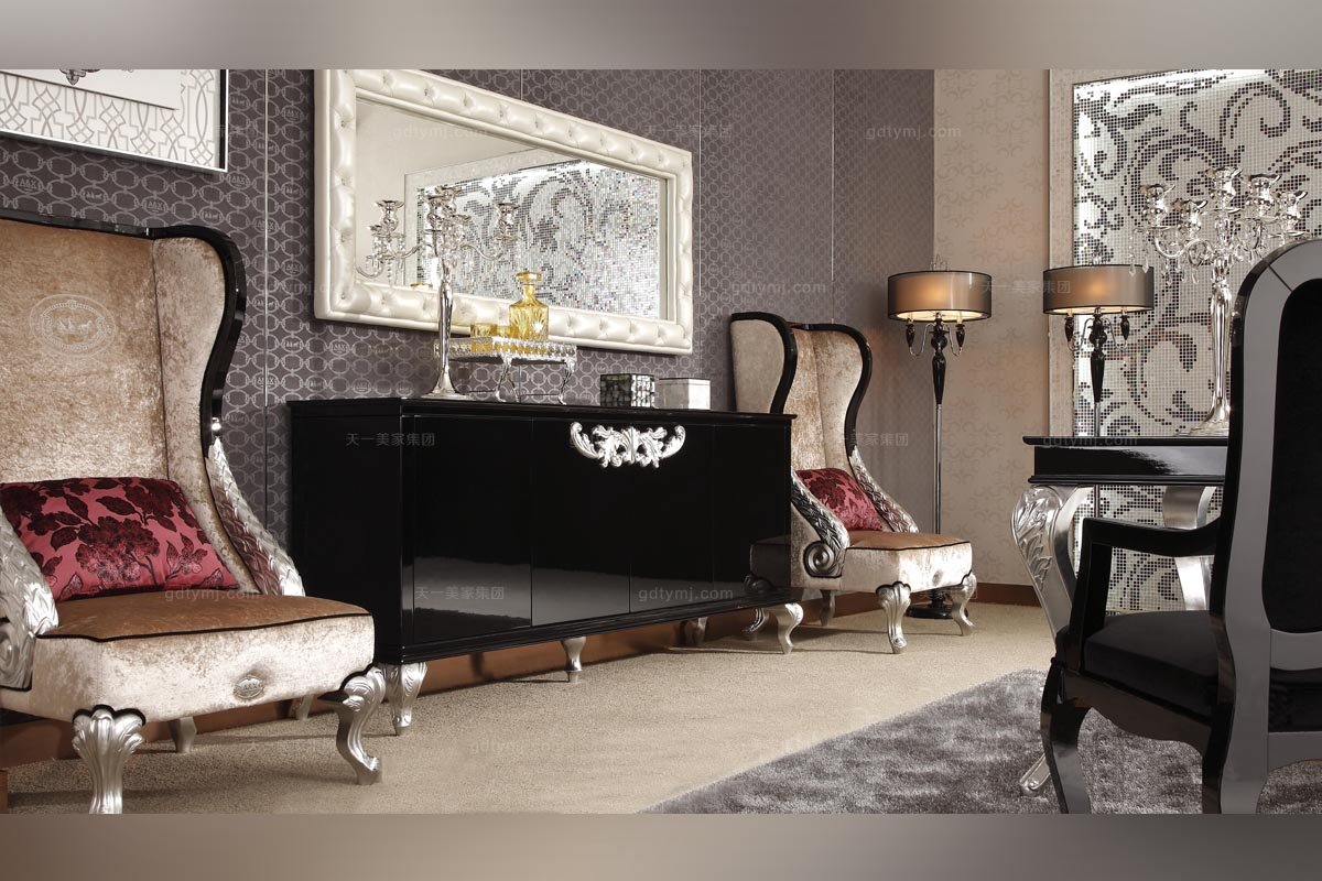 高端公寓酒店家具別墅后現代鱷魚紋備餐柜