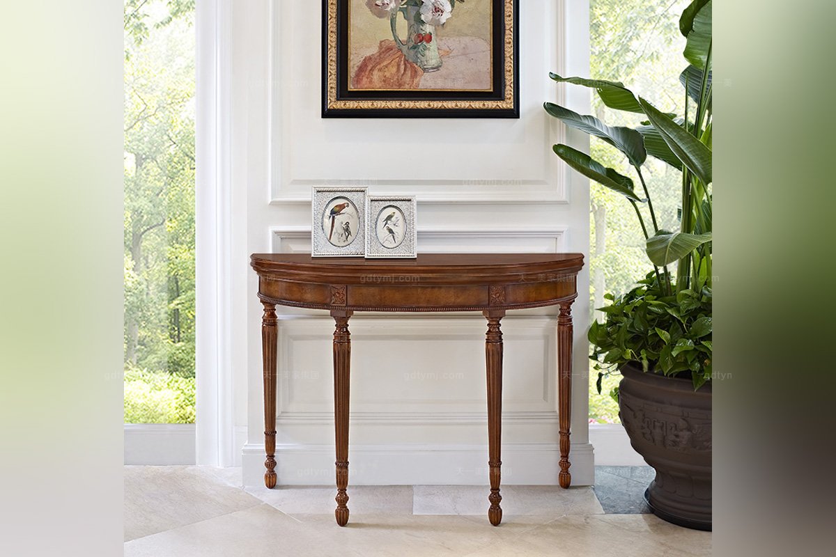 高端實木家具美式露木色玄關