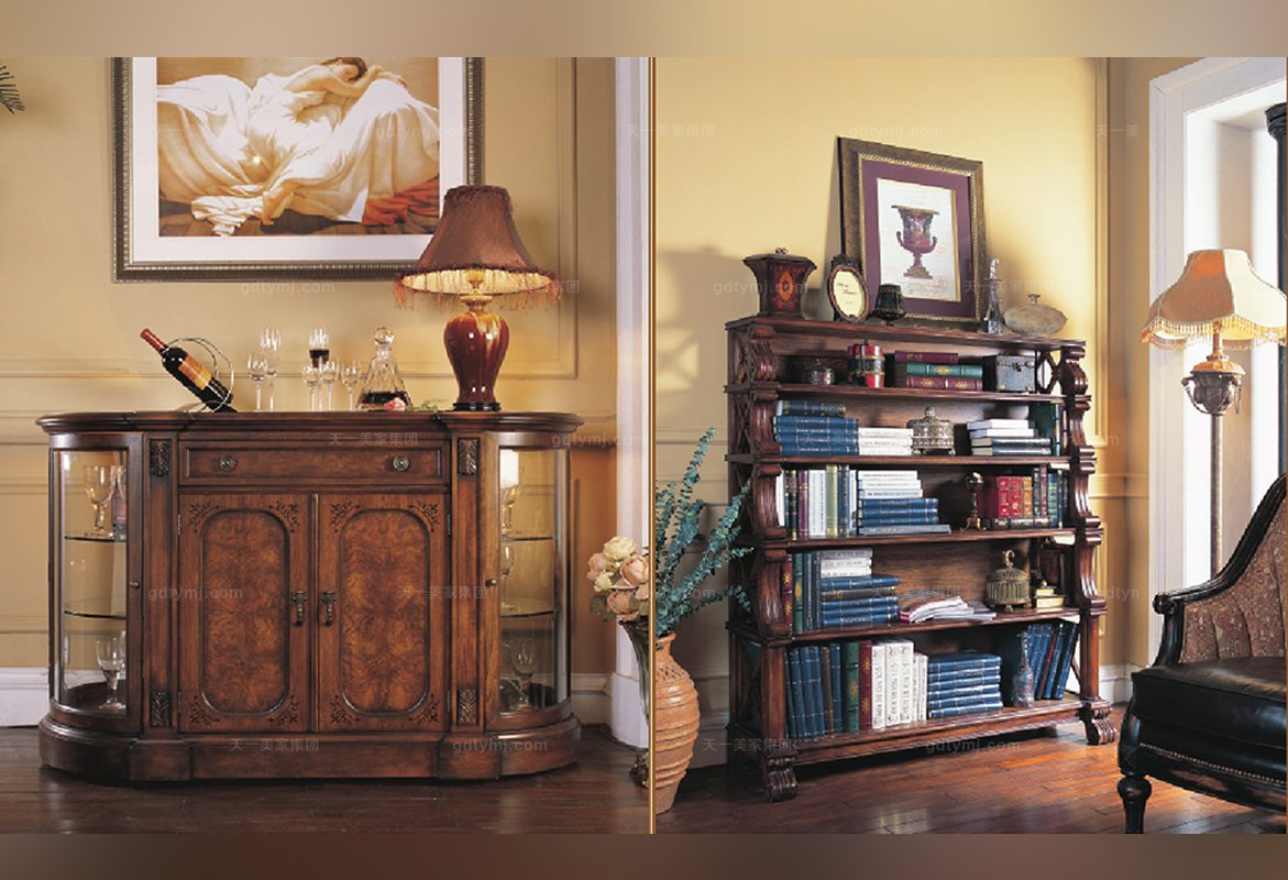 高端實(shí)木家具美式露木色多層書(shū)架