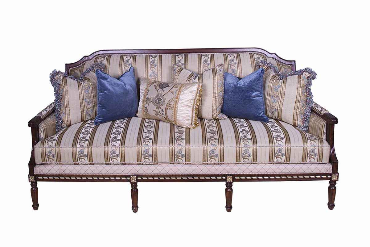 高端家具美式條形布藝三位沙發