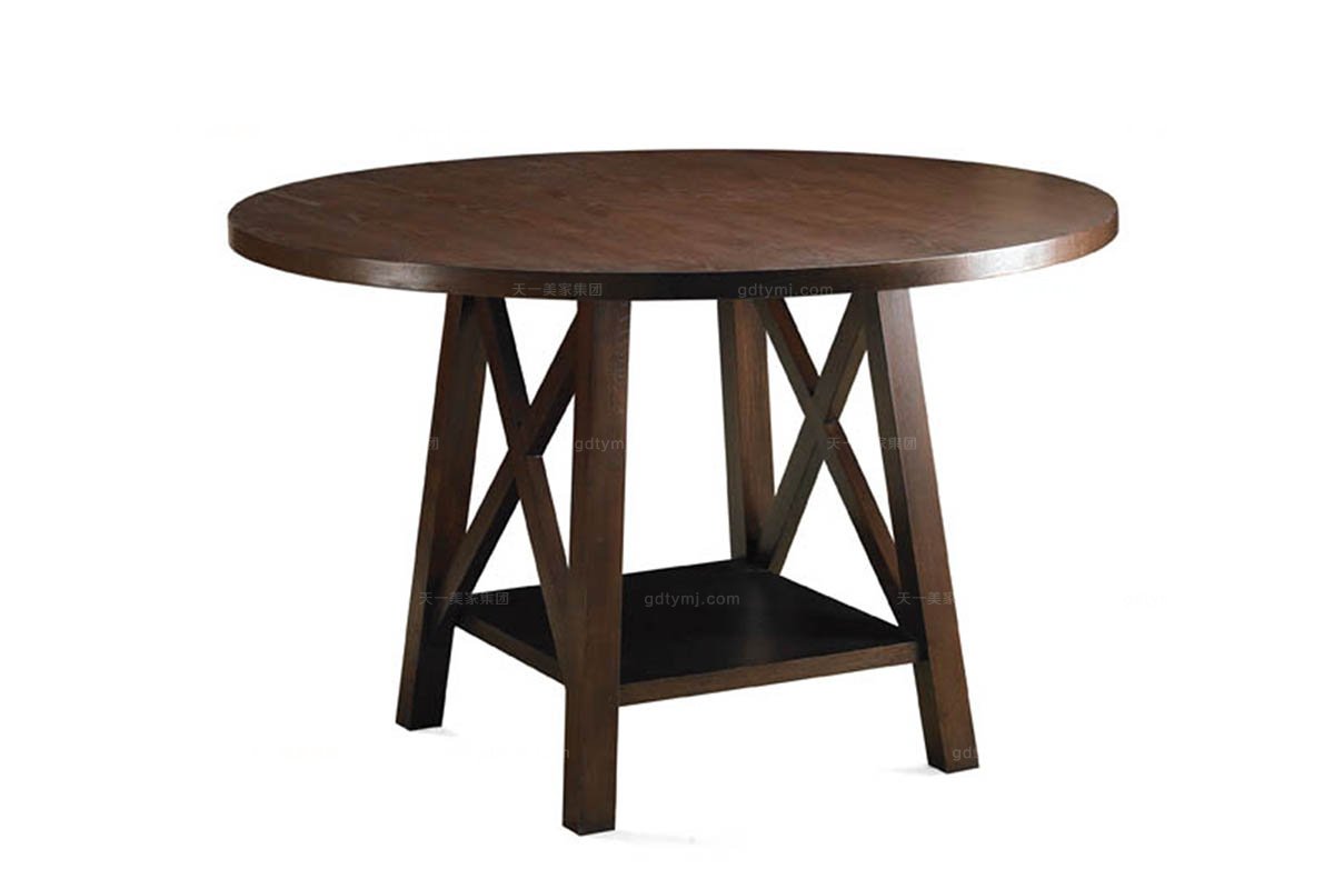 實(shí)木家具美式圓餐臺