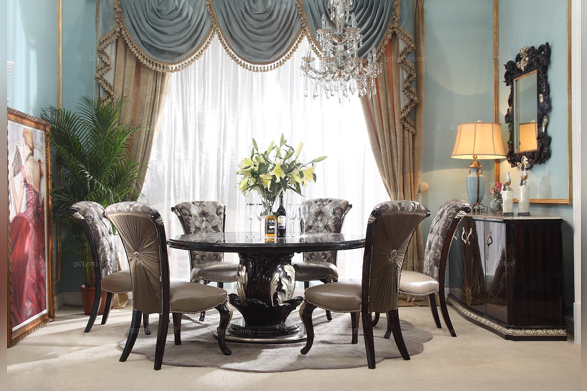 高端奢華新古典軟包無扶手餐椅