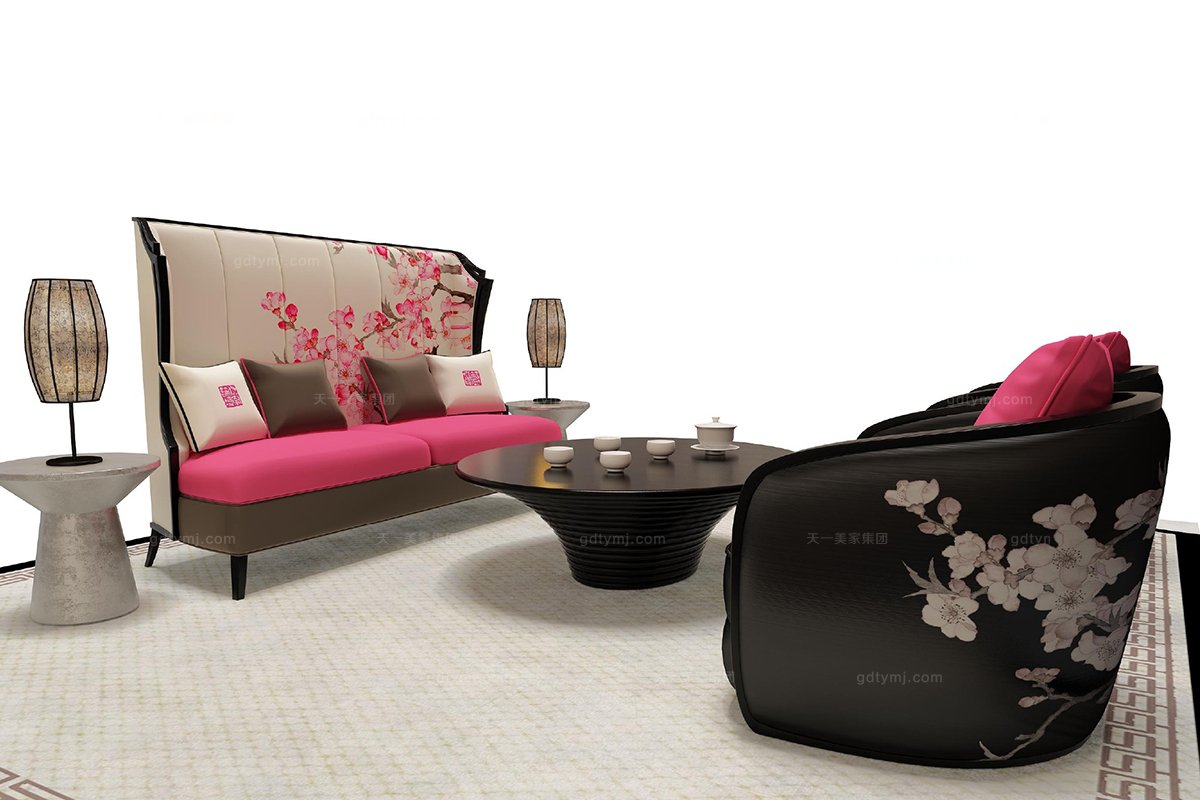 高端新中式桃園單人沙發