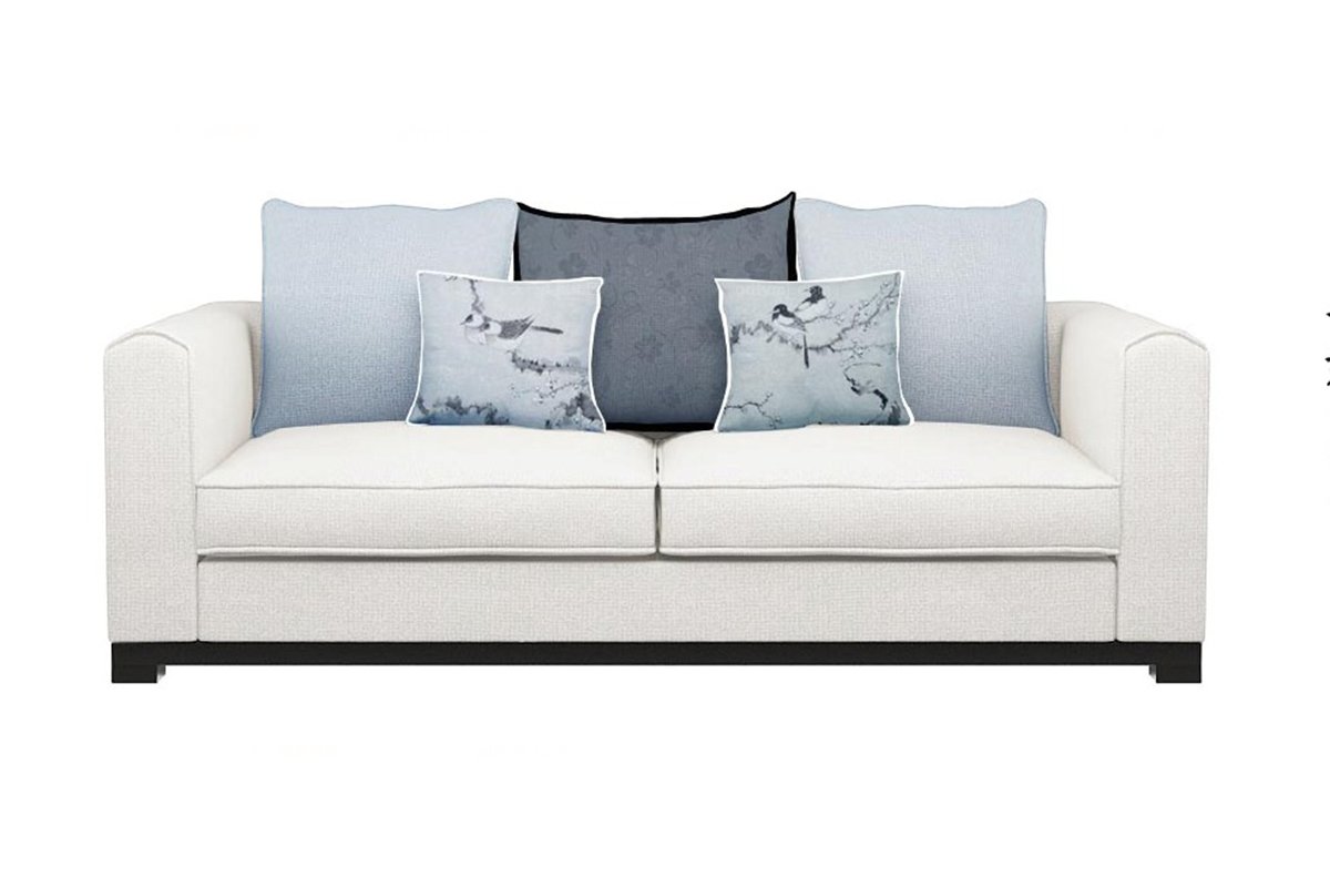 高端新中式青姑三人沙發