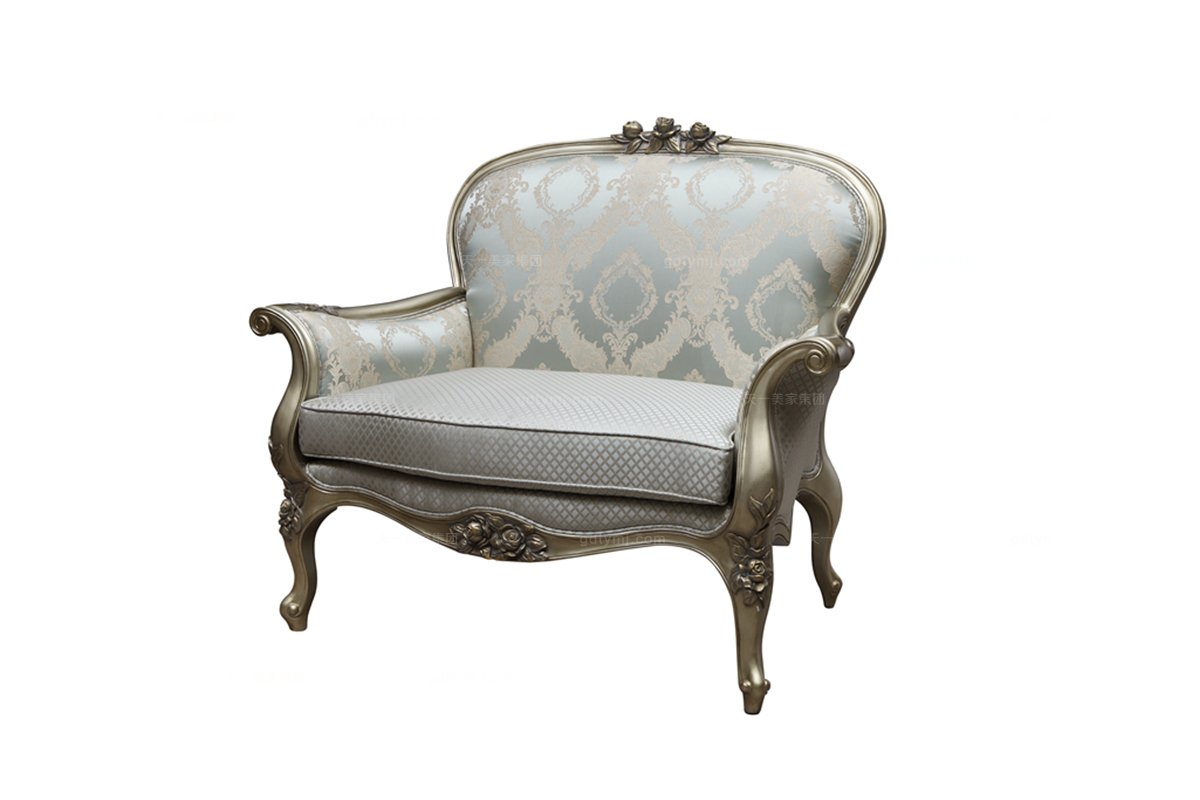高端歐式家具實木雕花單人沙發
