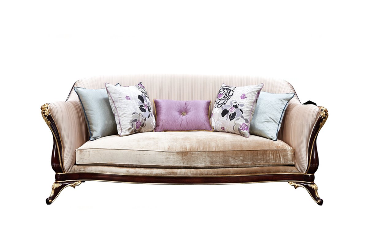 歐式高端家具雕花布藝三人位沙發