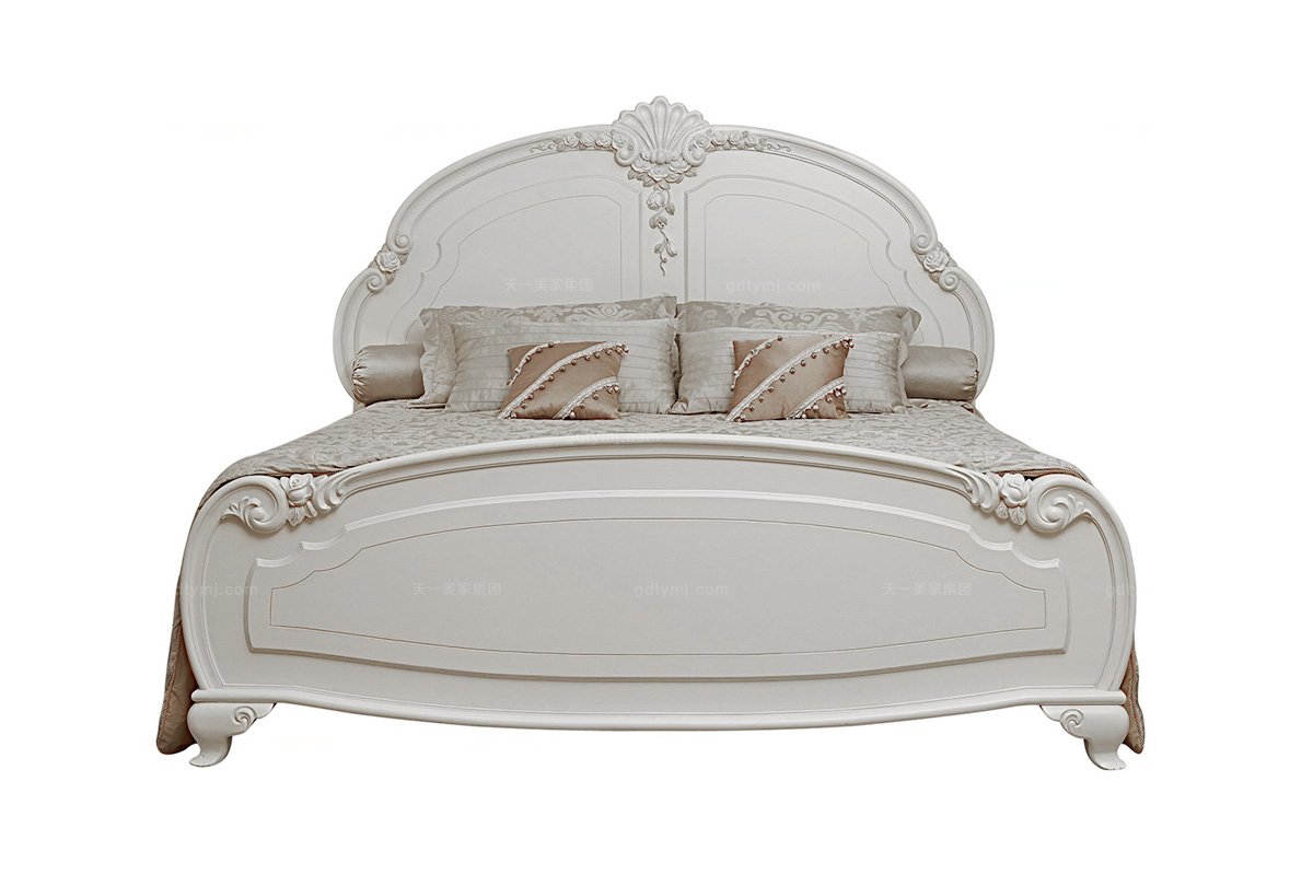 國內高端家具品牌實木象牙白雙人床