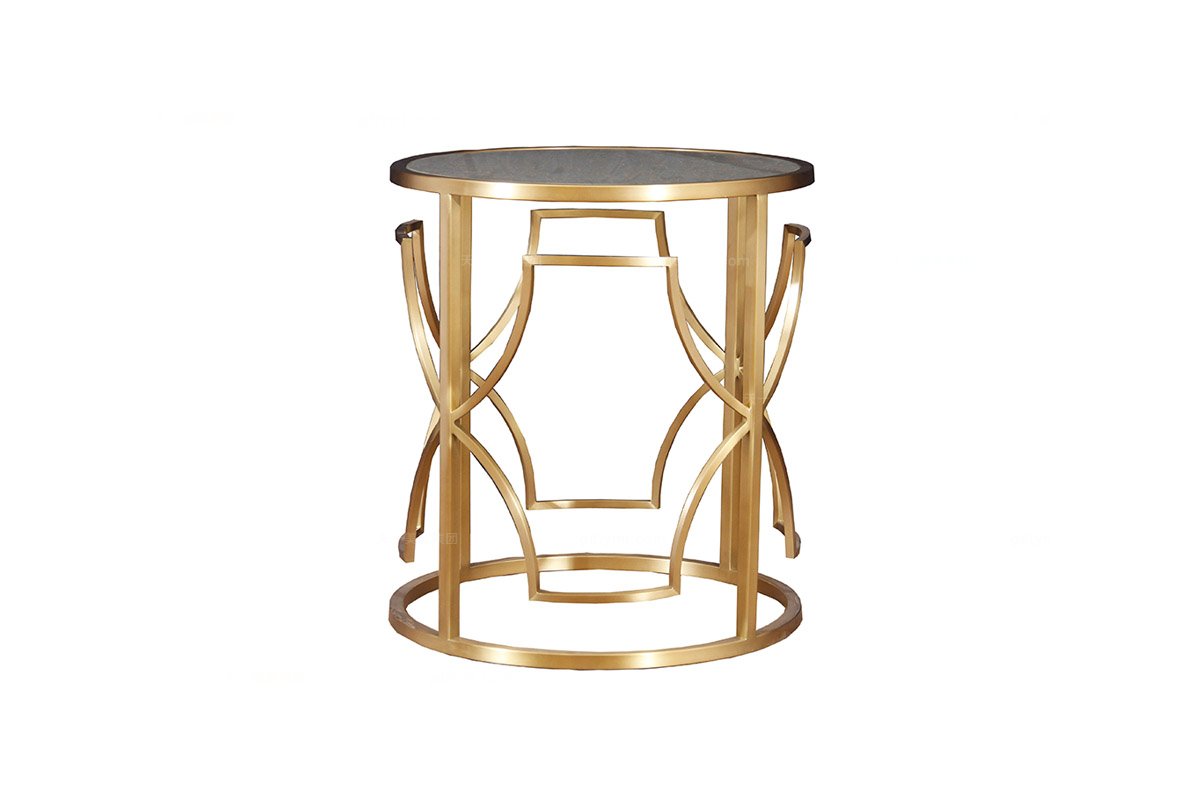 高端品牌現(xiàn)代新古典金色圓幾