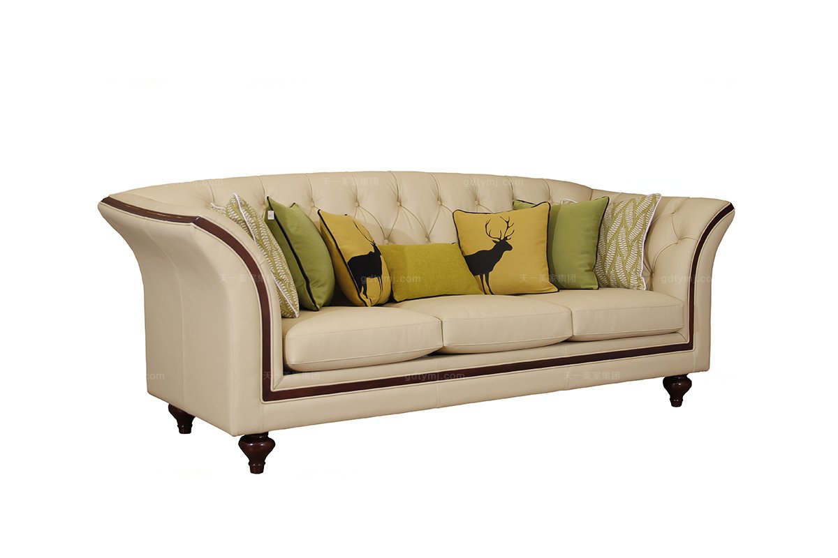 高端時尚現代新古典真皮三位沙發