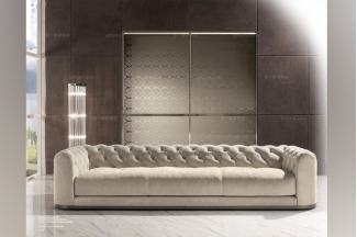 Longhi現代白色布藝三人沙發