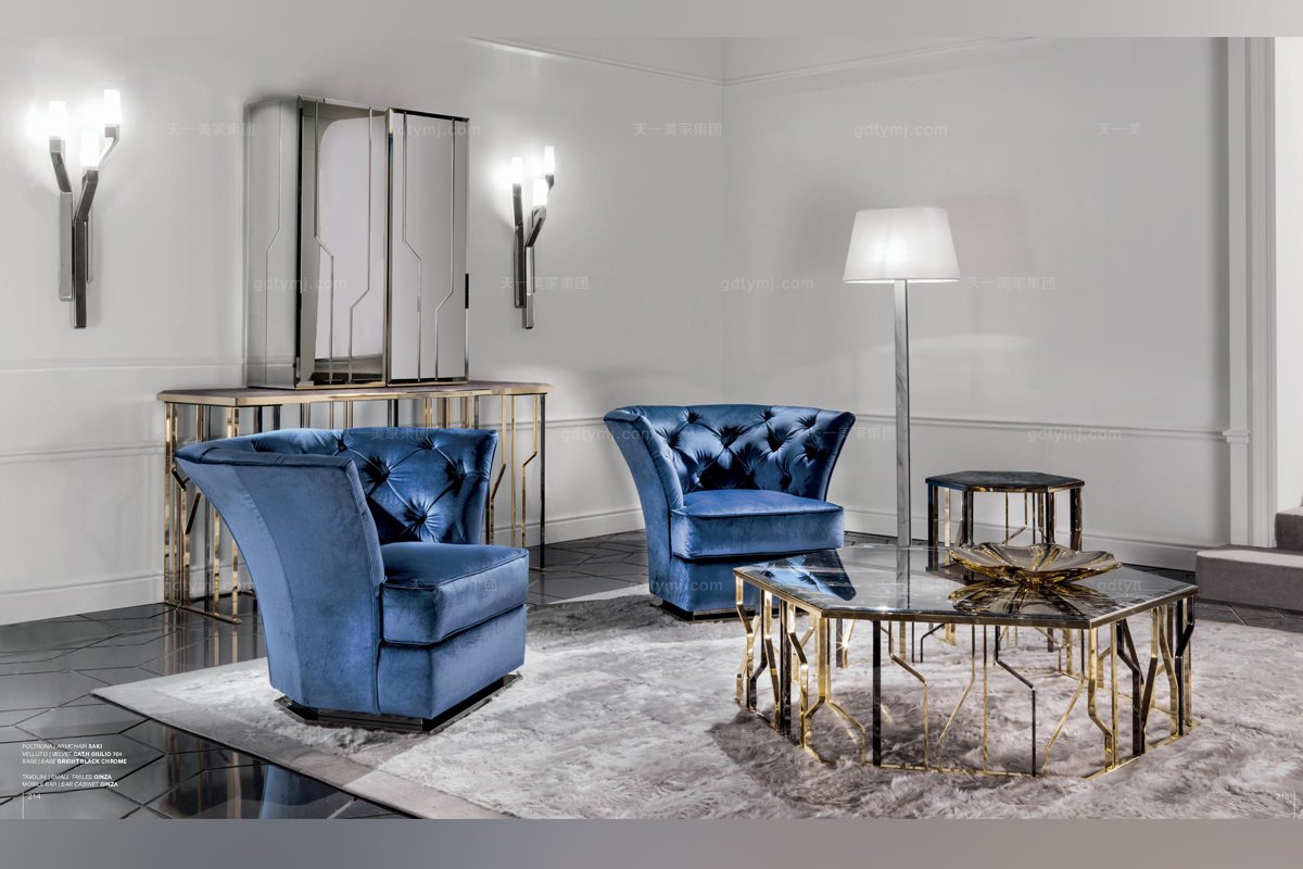 Longhi現代時尚藍色單人休閑沙發