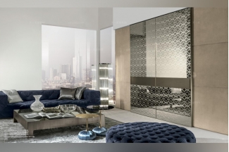 Longhi現代深海藍布藝長沙發