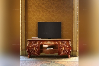 Minotti Luigi&Benigno歐式實木雕花木飾面拼花電視柜