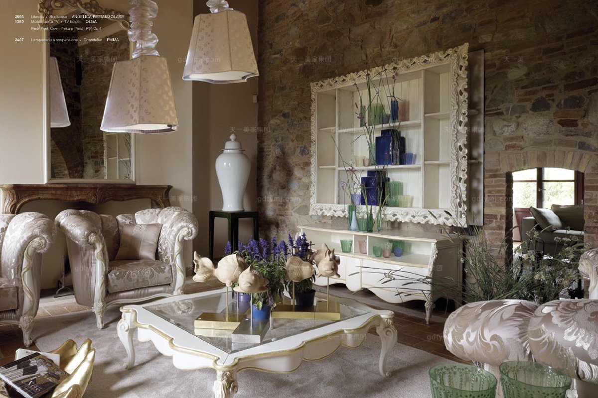  Volpi 意大利進口高端時尚法式別墅會所布藝沙發組合