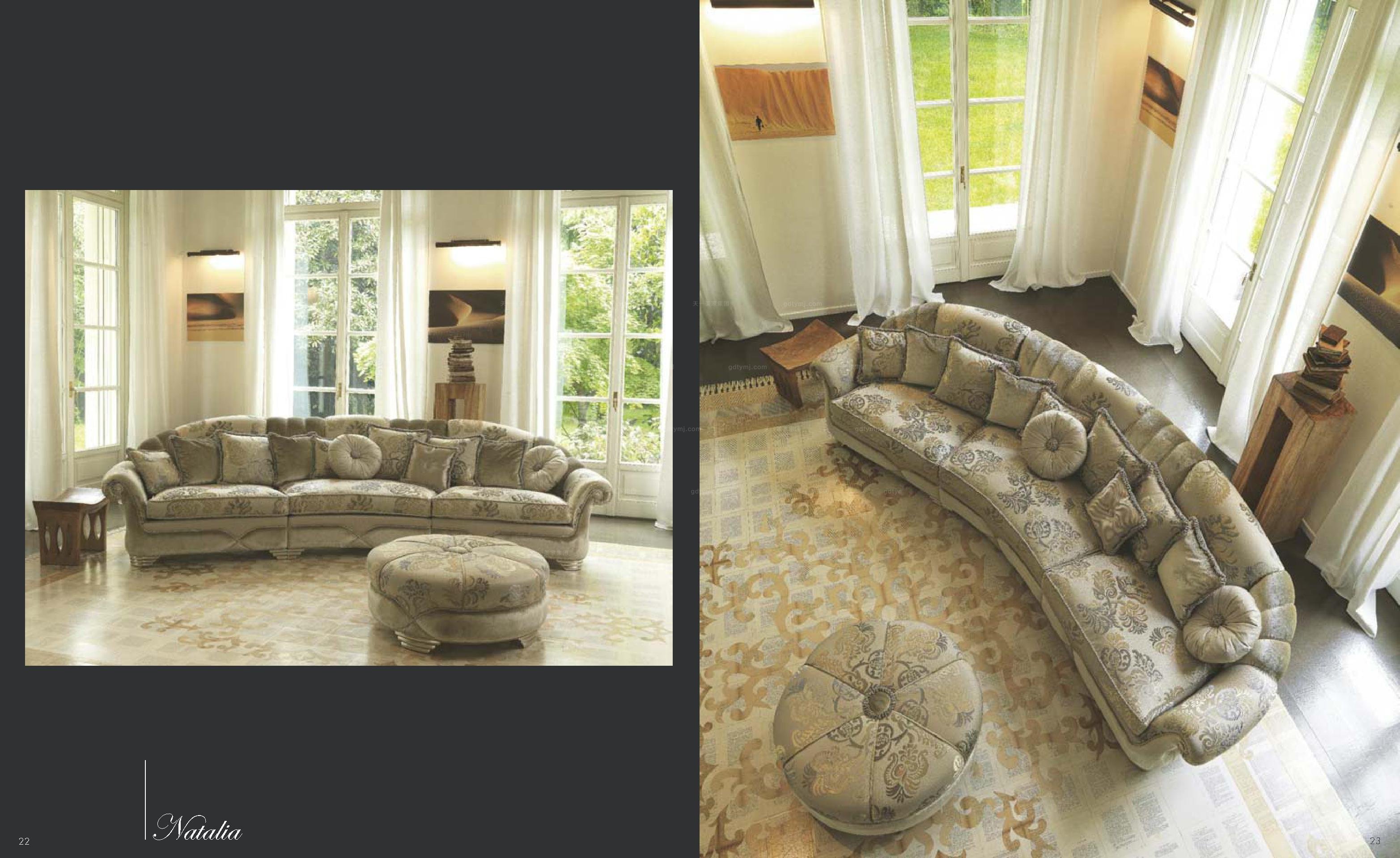 Pigoli 皮溝里花型布藝弧形多位沙發客廳系列