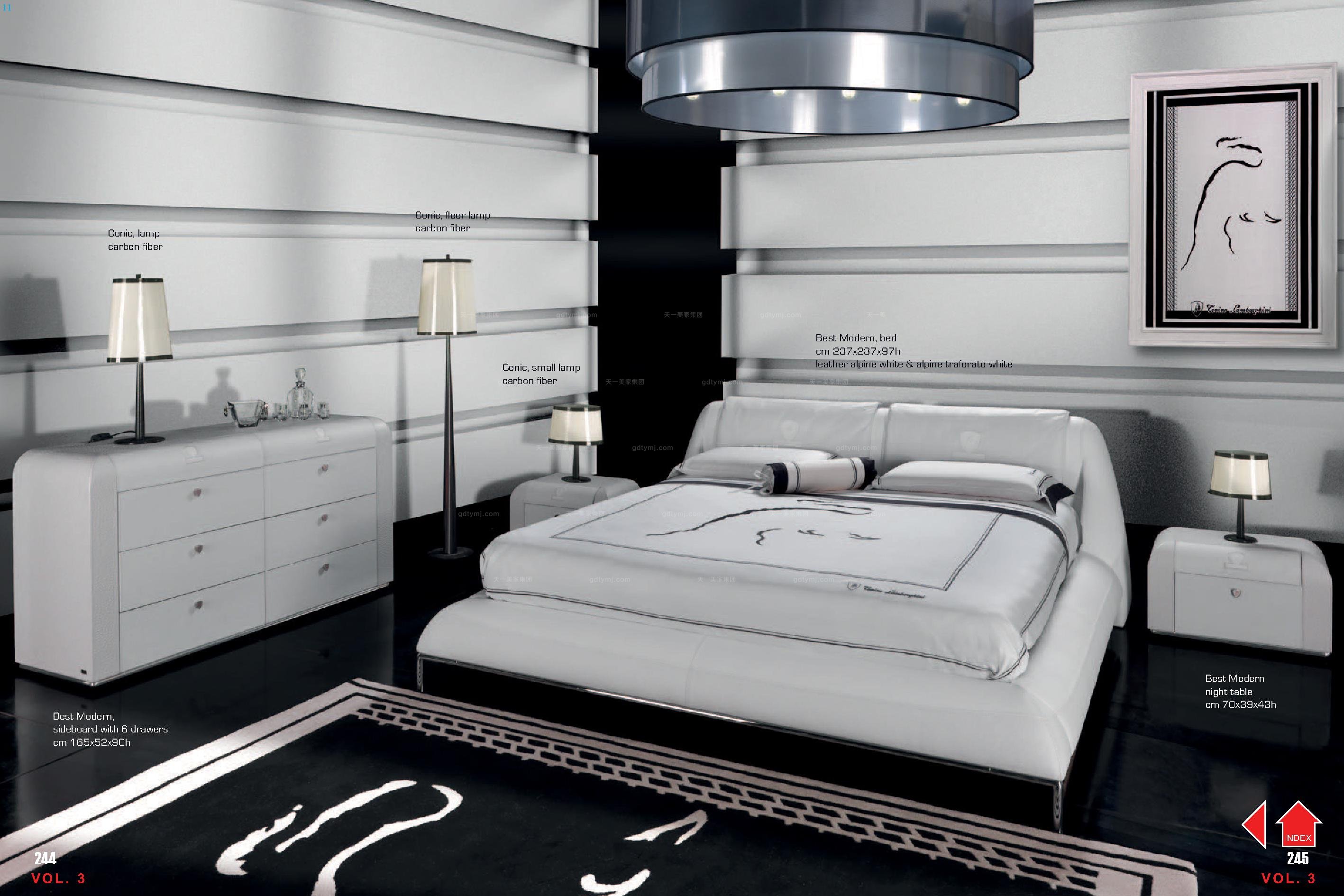 高端品牌現代風格蘭博基尼系列白色四斗柜