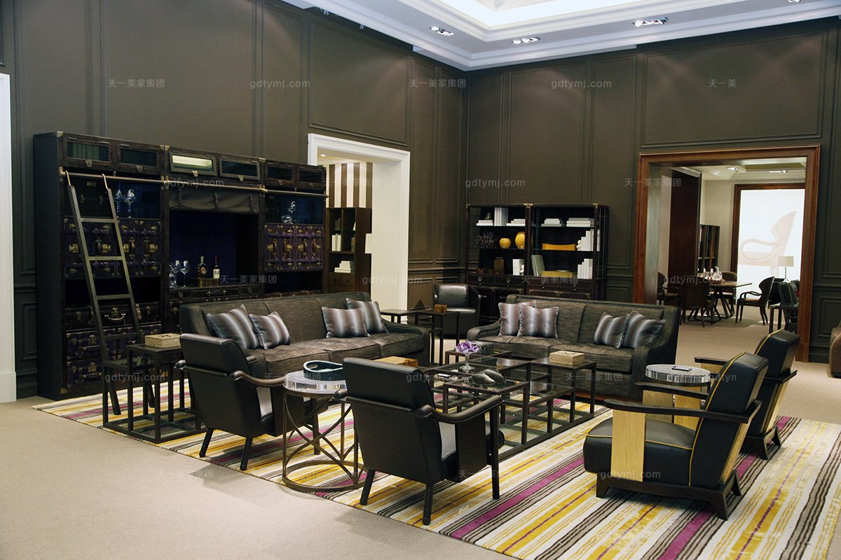 高端家具品牌美式深色客廳真皮沙發系列