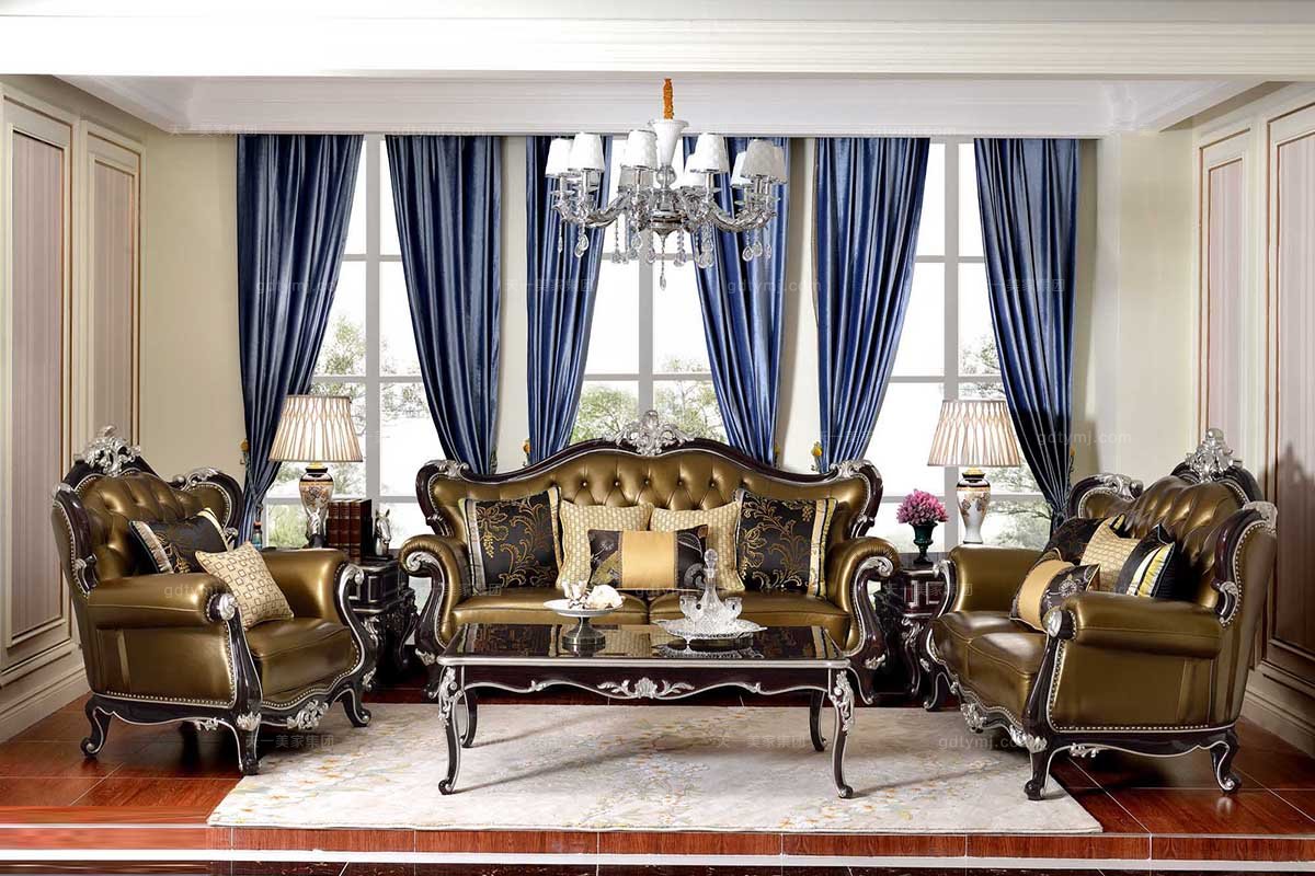 名貴別墅會所家具品牌法式實木雕花土豪金沙發