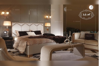 高端別墅會所家具奢華現代風大床