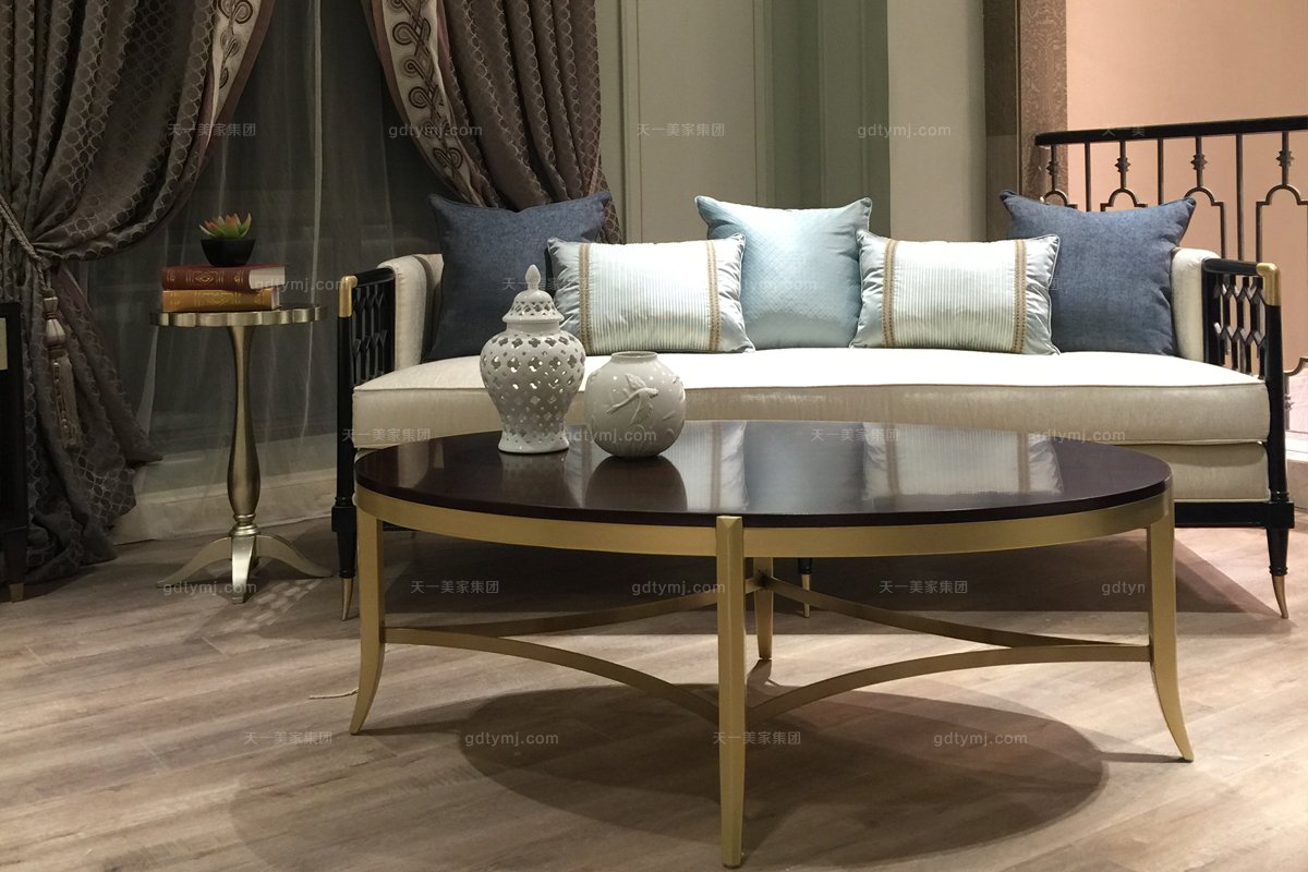 名貴別墅會所家具法式風咖啡配金茶幾