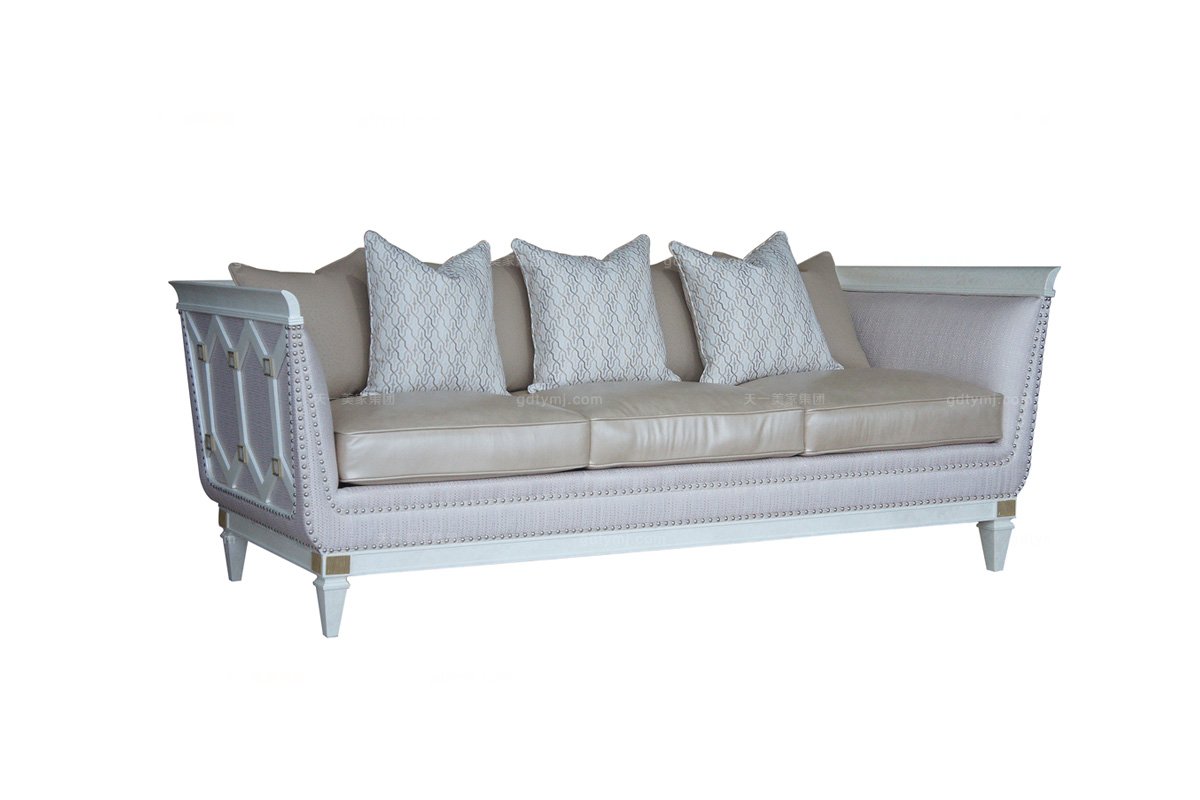 別墅豪宅家具高端會所家具品牌法式貝母漆三人位沙發