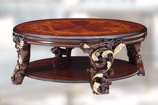 高端奢華新古典客廳家具實木雕花桃花芯直紋真皮沙發組合茶幾