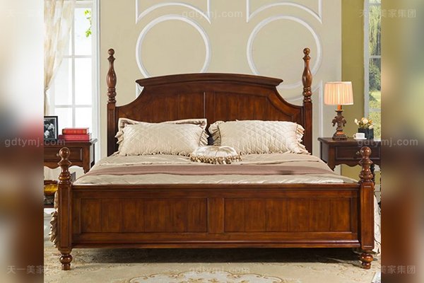 高端豪宅家具優(yōu)質(zhì)橡膠木好實(shí)木1.8米大床橡膠全實(shí)木1.8米大床