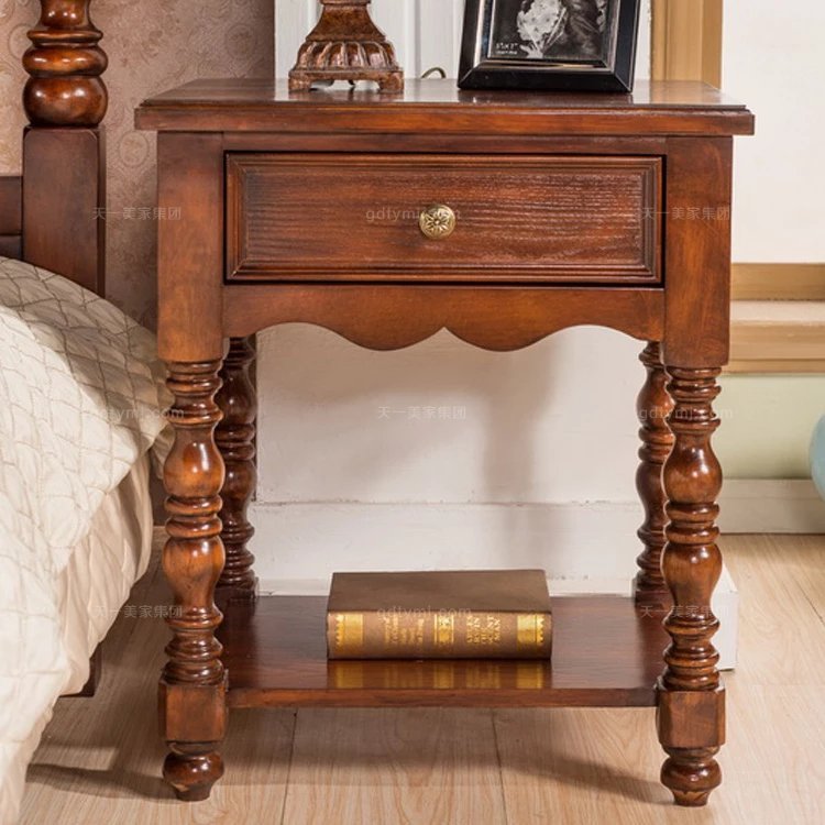 奢華豪宅家具優質好實木美式床頭柜