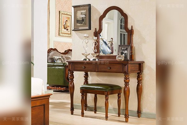 高端別墅家具品牌優(yōu)質(zhì)好實(shí)木露木色美式妝臺(tái)