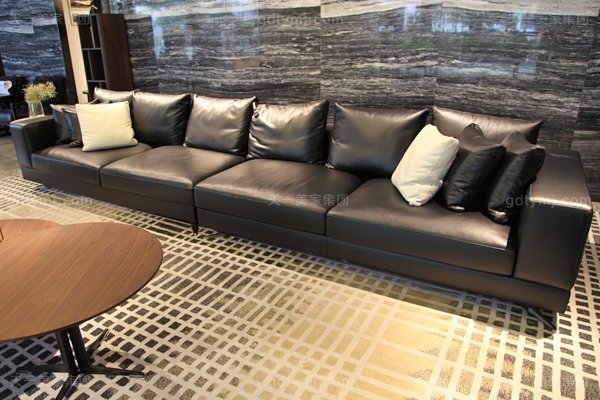 意式極簡奢家具現代客廳進口樺木茶幾真皮軟客廳包沙發組合左右扶手多位沙發