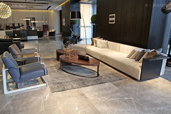 意式極簡奢高端家具現代客廳真皮布藝轉角沙發組合轉角沙發