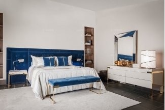 高端奢華奢華品牌家具臥室家具優質絨布藝雙人床系列組合