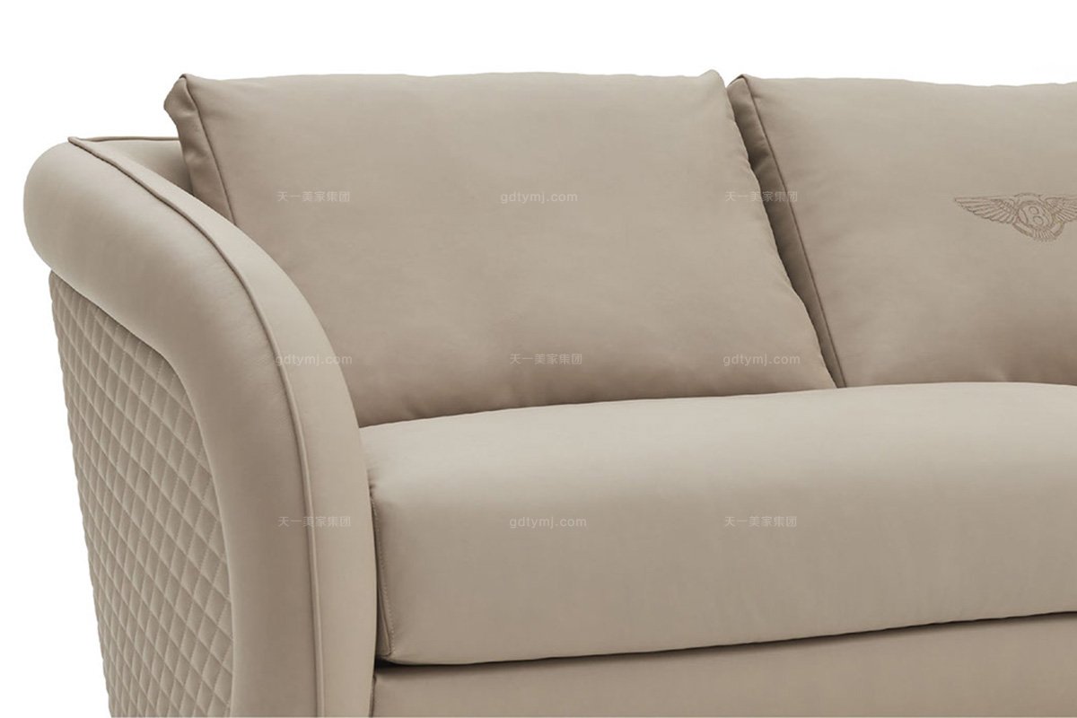 國際名貴高端奢華家具品牌客廳家具真皮+絨布藝沙發組合細節圖