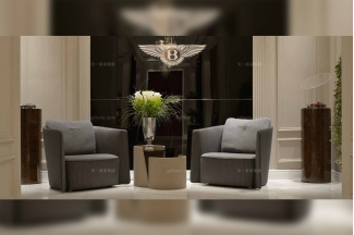 高端奢華別墅豪宅品牌家具賓利灰色布藝休閑沙發