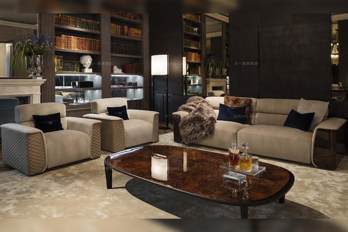 高端奢華豪華家具品牌高彈高密度海綿客廳布藝沙發組合