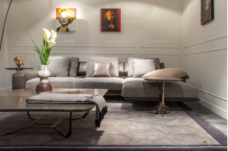 名貴豪華別墅家具品牌輕奢時尚現代灰色布藝軟包組合沙發