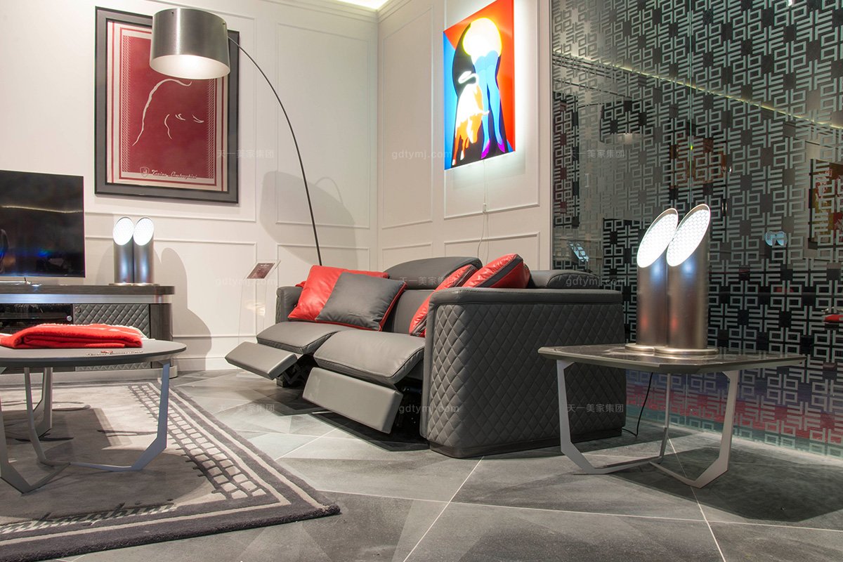 名貴奢華豪華家具品牌客廳輕奢現代灰色舒適功能真皮沙發組合車格子單品