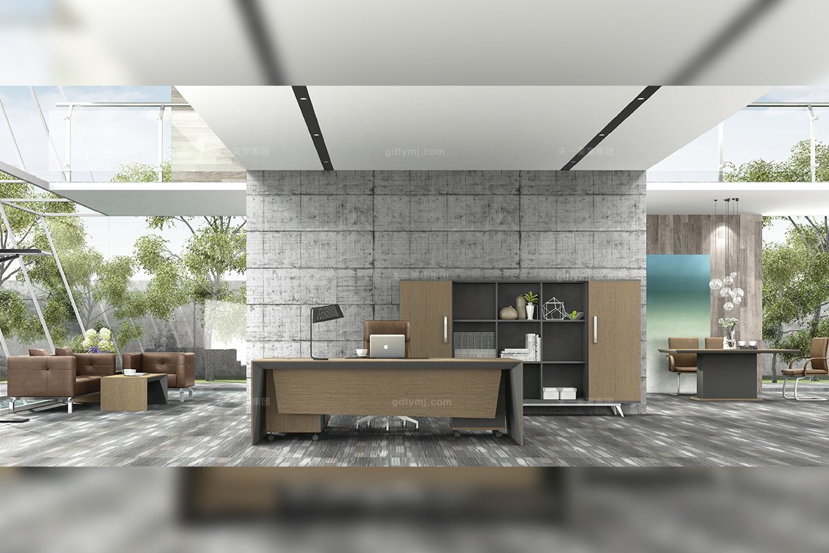 高端輕奢辦公家具品牌公司時尚現代辦公室實木真皮辦公桌椅書柜組合