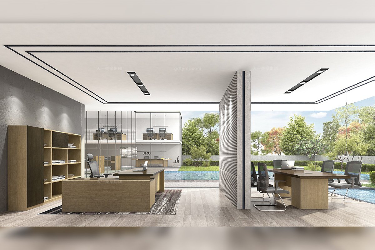 高端辦公家具廠家銀行學校公司現代時尚原木色實木大班臺桌椅書柜組合系列