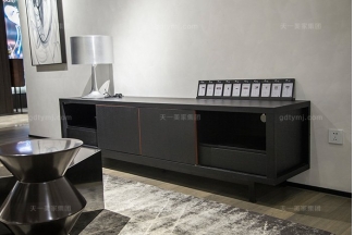 意大利現代極簡約風格家具客廳高端黑橡色實木電視柜