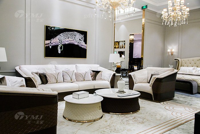 高端奢華家具別墅品牌輕奢后現代客廳真皮布藝沙發組合