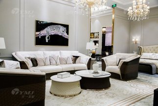 高端奢華家具別墅品牌輕奢后現代客廳真皮布藝沙發組合