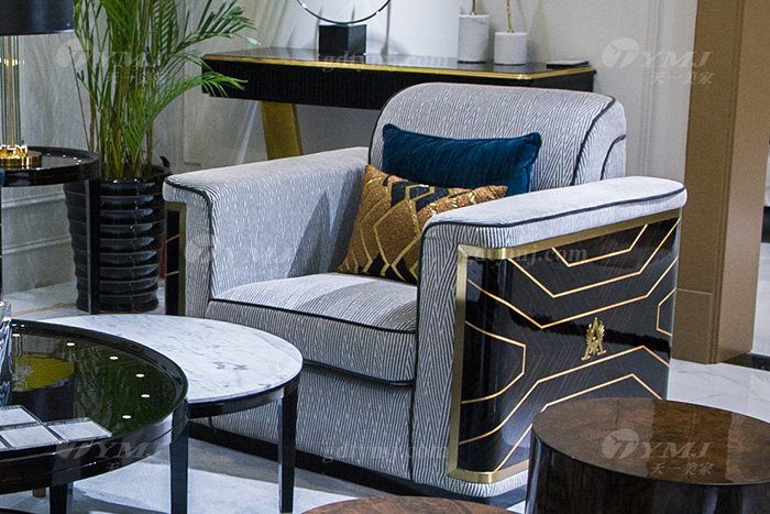 高端奢華家具品牌別墅后現代輕奢家具客廳真皮沙發組合單人沙發