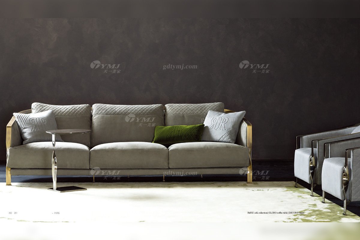 高端奢華意大利純進(jìn)口家具品牌時(shí)尚輕奢五金真皮沙發(fā)系列！三位沙發(fā)1